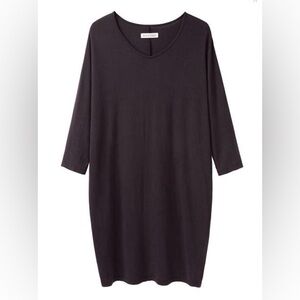 Black Crane Cotton Tunic Dress